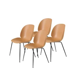 4 Sillas Beetle, Amber brown, patas de acero en negro*GUBI Best