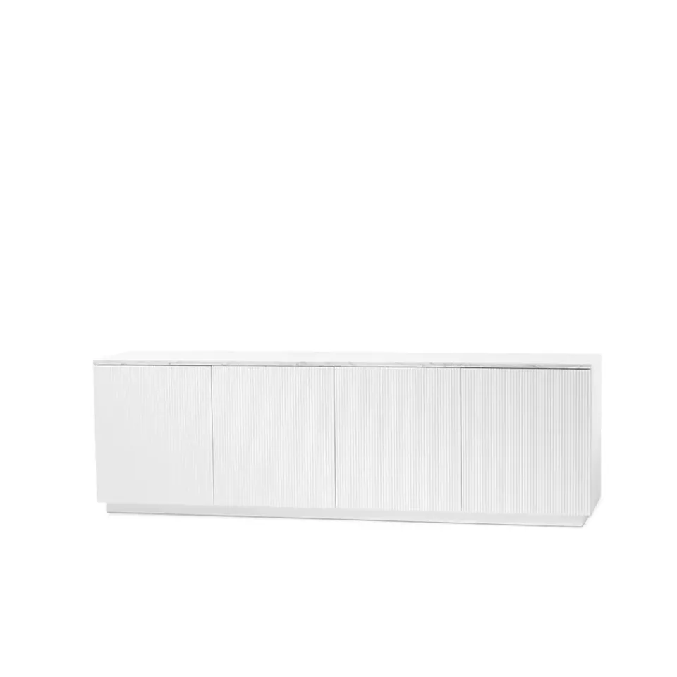 Aparador Beam, Lacado , base blanca, panel superior en mármol carrara*A2 Discount