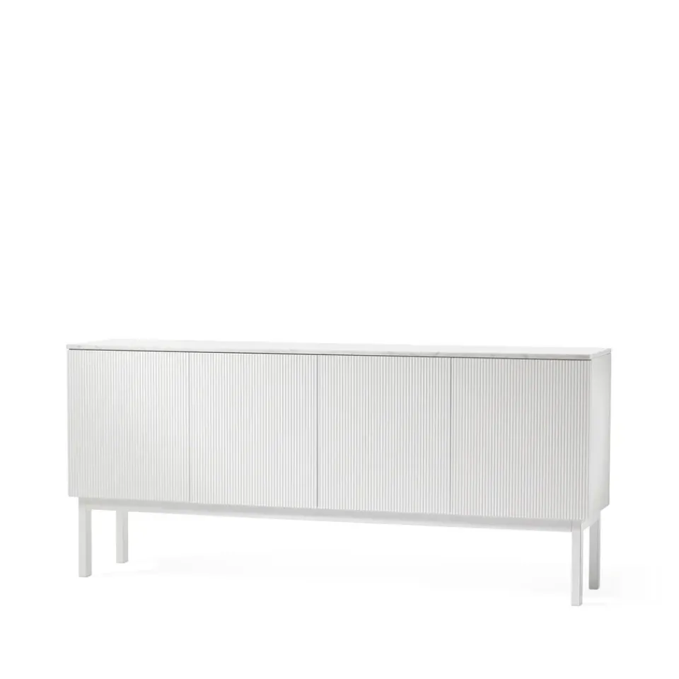 Aparador Beam, Lacado , base blanca, panel superior en mármol carrara*A2 Outlet