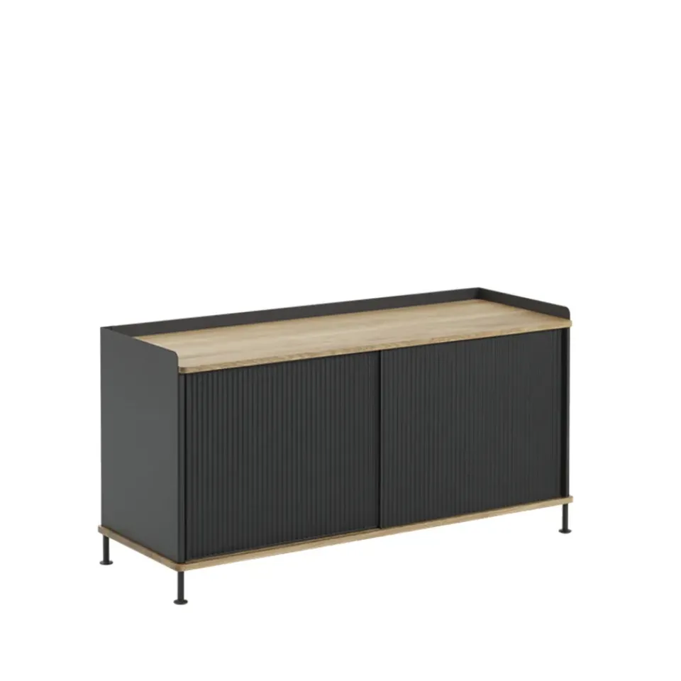 Aparador Enfold Low, Black-Oak-Metal*Muuto Clearance