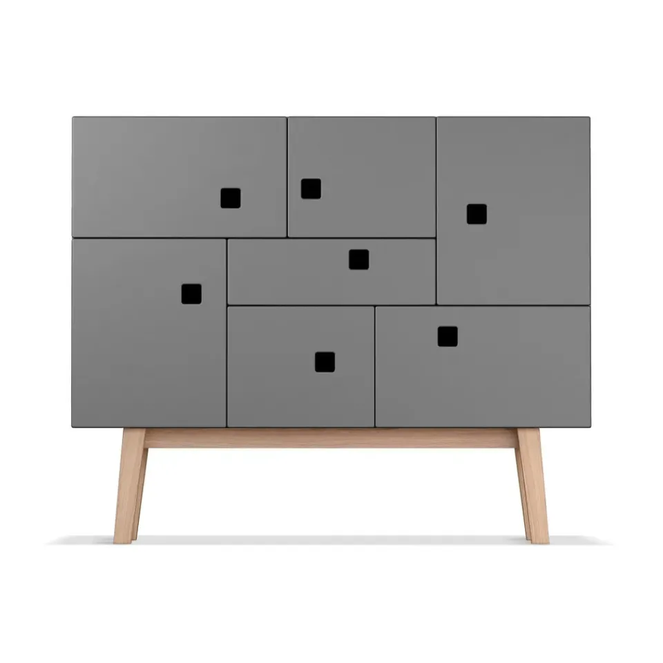 Aparador Peep C1, Slate grey, retro, base de roble*Zweed Clearance