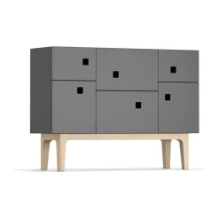 Aparador Peep C2, Slate grey, roble pigmentado blanco*Zweed Online
