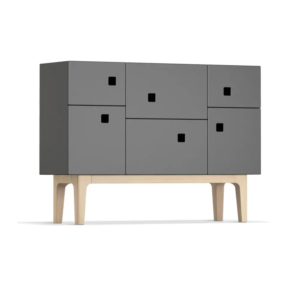Aparador Peep C2, Slate grey, roble pigmentado blanco*Zweed Online