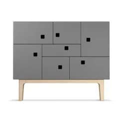 Aparador Peep C1, Slate grey, roble pigmentado blanco*Zweed New