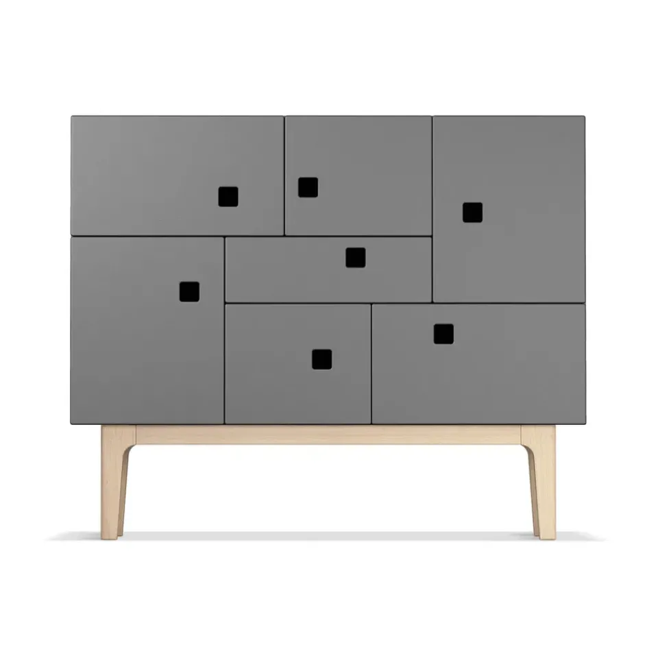Aparador Peep C1, Slate grey, roble pigmentado blanco*Zweed New