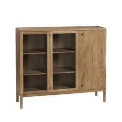 Armario Prio Hög, Roble aceite natural, puerta de vidrio*Stolab New
