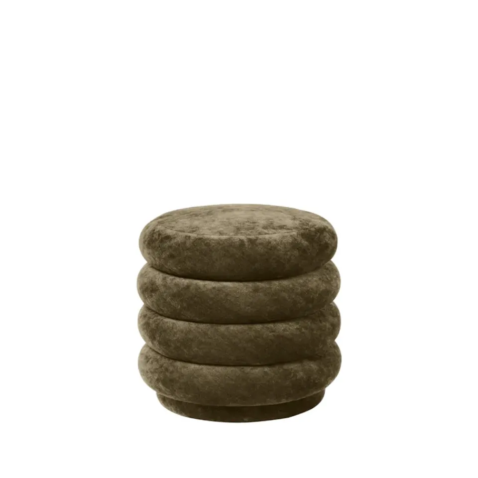 Asiento puf Puff Round, Tela faded velvet 3 forest*Ferm Living Best