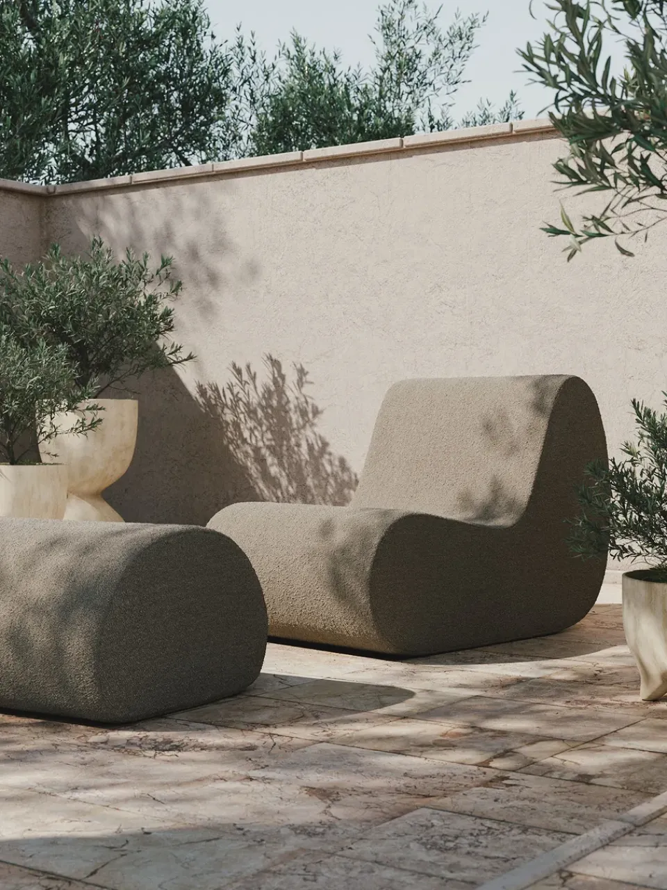 Asiento puf Rouli pouf pure bouclé, Sand*Ferm Living Best
