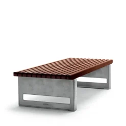Banco Block, Caoba, ancho, soporte de aluminio en bruto*Byarums bruk