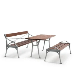 Banco Lessebo, Caoba, soporte de aluminio en bruto*Byarums bruk Clearance