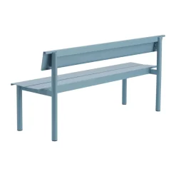 Banco Linear Steel con respaldo, Azul pálido, 170x34 cm*Muuto Hot