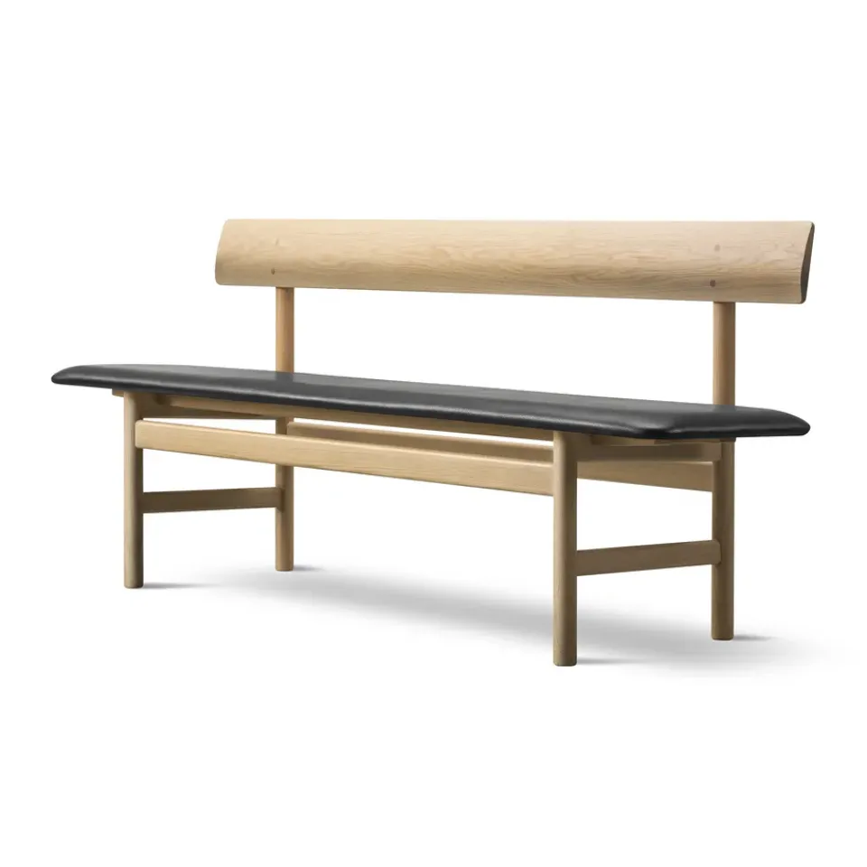 Banco Mogensen 3171, Robado pulido de roble-lær omni 301 black*Fredericia Furniture Outlet