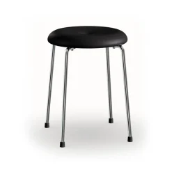 Banco Taburett, Cuero negro, base cromada, 45 cm*Lammhults Discount