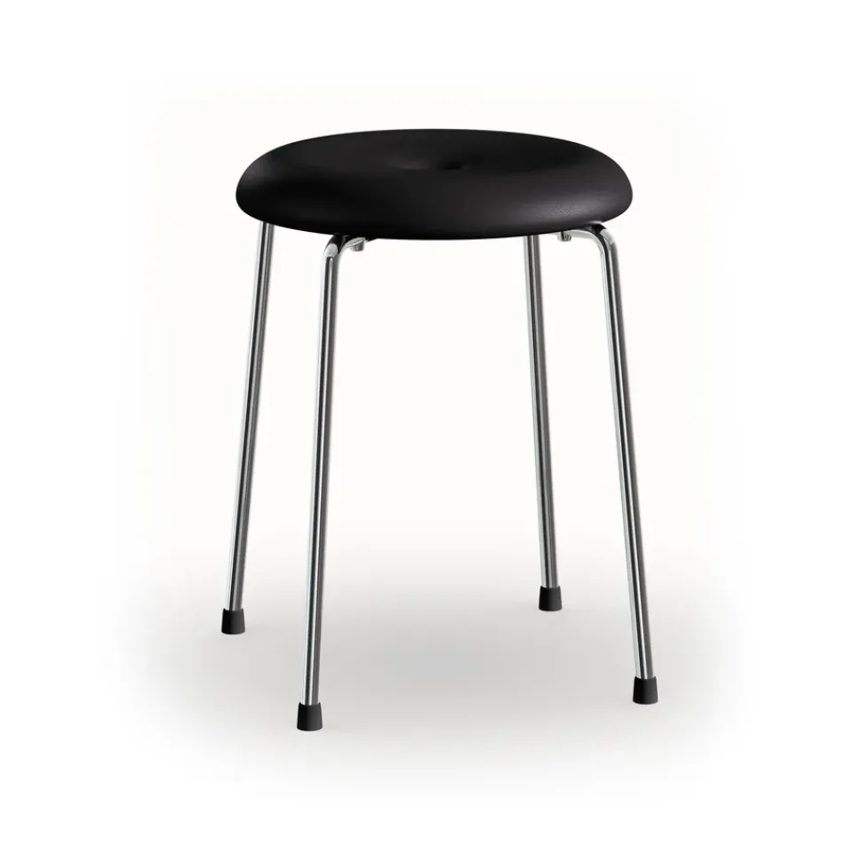 Banco Taburett, Cuero negro, base cromada, 45 cm*Lammhults Discount