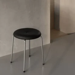 Banco Taburett, Estructura cromada en negro, 45 cm*Lammhults Best