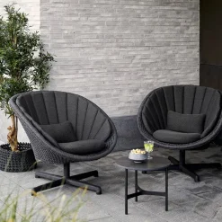 Butaca giratorio Peacock, Dark grey, patas de aluminio*Cane-line New