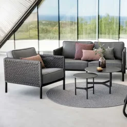 Butaca Lounge Encore, airtouch bordeaux/dark grey, incl. cojines*Cane-line Discount