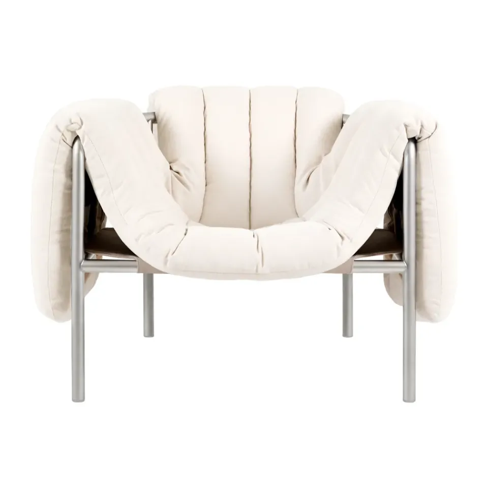 Butaca Lounge Puffy, Natural-acero inoxidable*Hem Hot