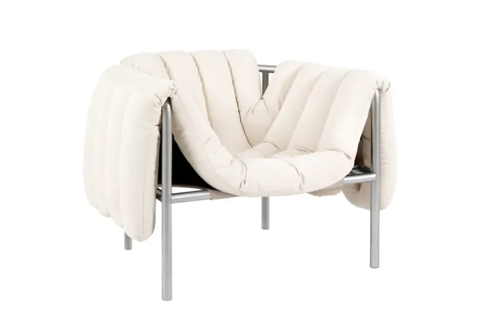 Butaca Lounge Puffy, Natural-acero inoxidable*Hem Hot