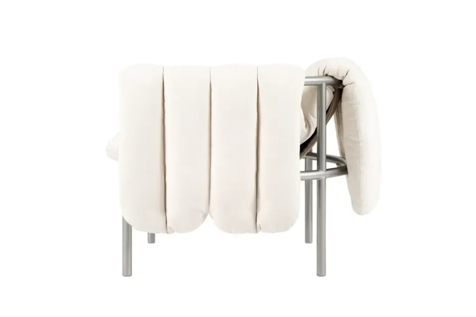 Butaca Lounge Puffy, Natural-acero inoxidable*Hem Hot