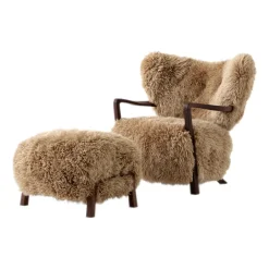 Butaca Lounge Wulff Lounge Chair ATD2 incl. puf ATD3, Nogal tratado-Sheepskin honey*&Tradition Sale