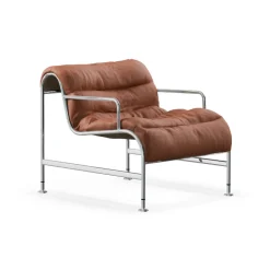 Butaca Sunny con reposabrazos, Piel color cognac con base cromada*Lammhults New