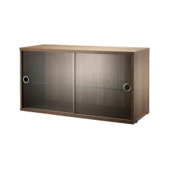 Cabinet vitrina con puertas correderas de cristal , Nogal, 78x30 cm*String Sale
