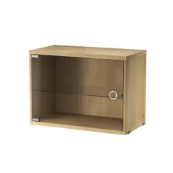 Cabinet vitrina con puertas correderas de cristal , Roble, 58x30 cm*String Online