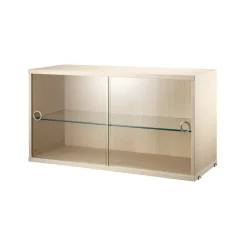 Cabinet vitrina con puertas correderas de cristal , Fresno, 78x30 cm*String Outlet