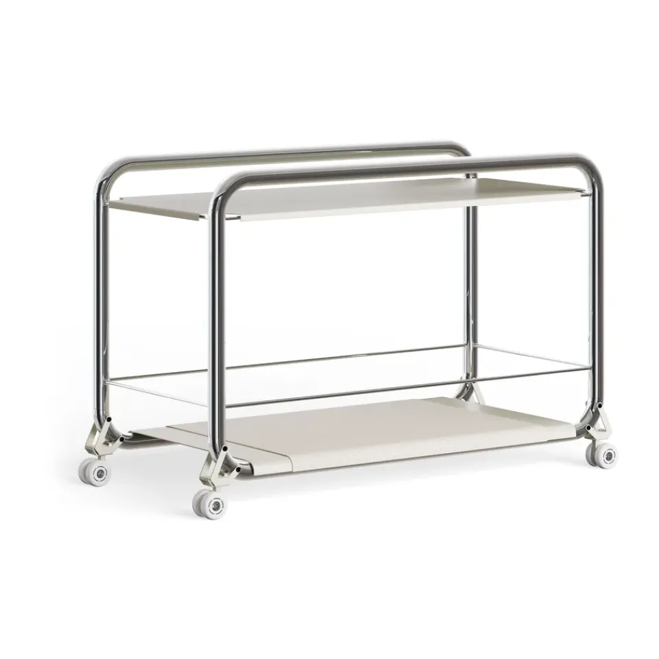 Carrito con ruedas Tension, Cromo-beige alfombra de cuero*Lammhults Outlet