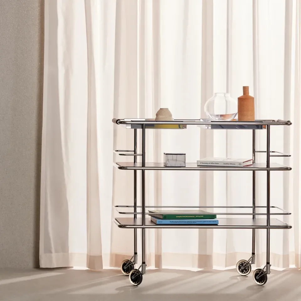 Carrito de servicio Cargo Support, Laminado blanco-cromo*Lammhults New