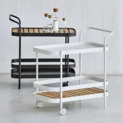 Carrito Roll, Lava grey, incl. tablero de mesa teca*Cane-line Best