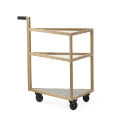 Carro con ruedas Move, Roble aceitado blanco, big, mármol marquina, vidrio*A2