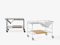 Carro de almacenaje Alima nogal lacado, Cromo y nogal lacado*&Tradition Hot