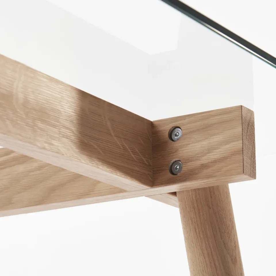 Corners Mesa, Roble aceitado blanco, vidrio*A2 New