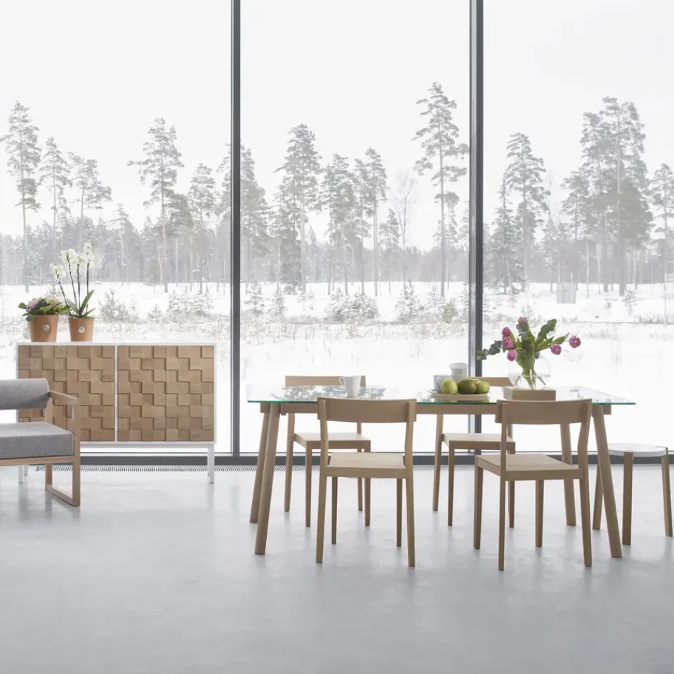 Corners Mesa, Roble aceitado blanco, vidrio*A2 New