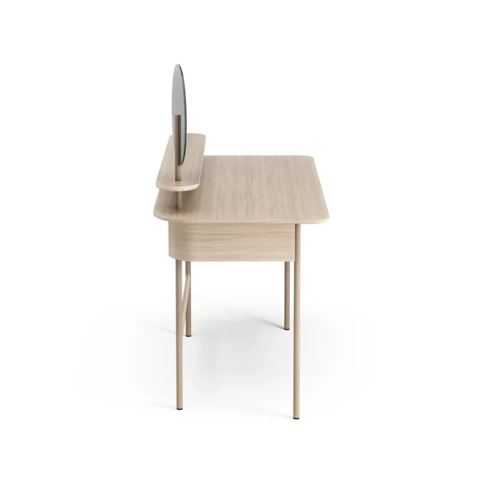 Escritorio Luna con cajón, estante y espejo, Roble pigmentado blanco*Swedese Sale