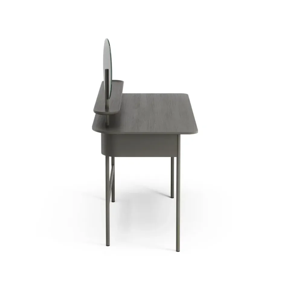 Escritorio Luna con cajón, estante y espejo, Roble tormenta*Swedese Discount