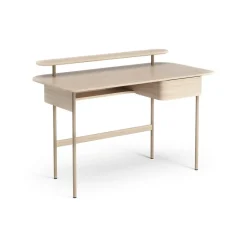 Escritorio Luna con cajón y estante, Roble pigmentado blanco*Swedese New