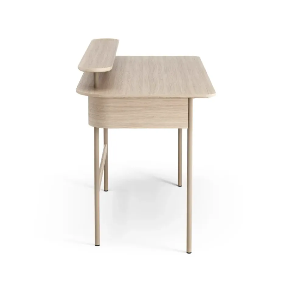 Escritorio Luna con cajón y estante, Roble pigmentado blanco*Swedese New