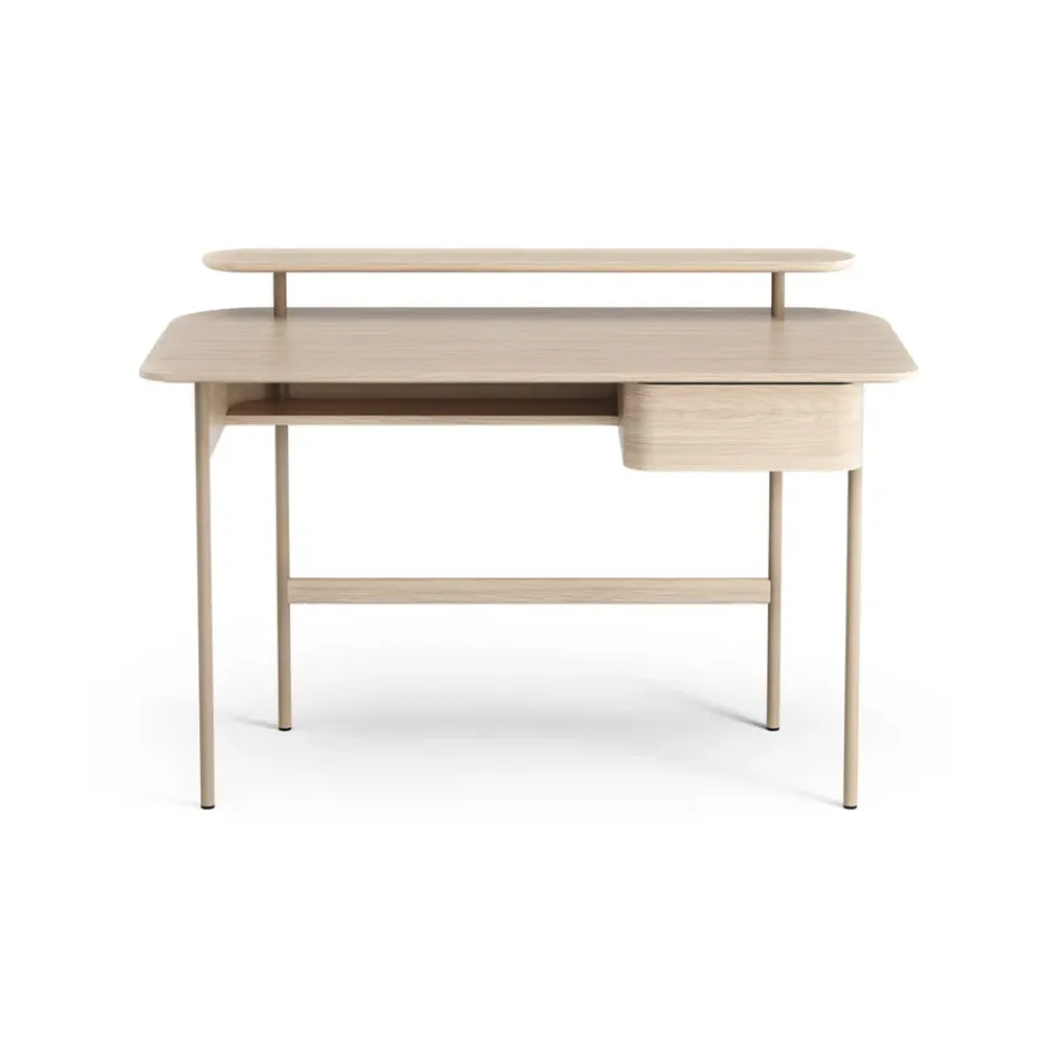 Escritorio Luna con cajón y estante, Roble pigmentado blanco*Swedese New