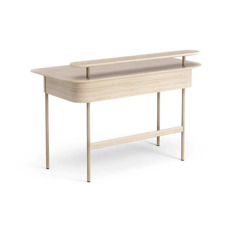 Escritorio Luna con cajón y estante, Roble pigmentado blanco*Swedese New