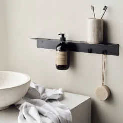 Estante con colgador de botellas y gancho , Acabado cepillado*Meraki Outlet