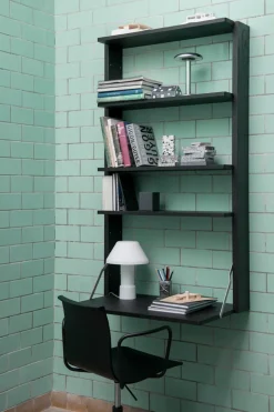 Estantería de pared con escritorio Gridlock - M1-A4-0-D, Black stained Ash*Massproductions Outlet