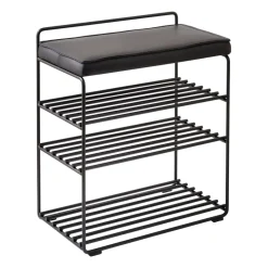 Estantería-Taburete Lower East Seat 50x28x58 cm, Black-black leather*Maze Outlet