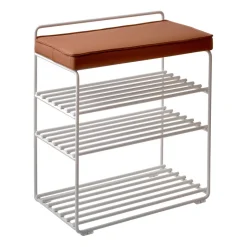 Estantería-Taburete Lower East Seat 50x28x58 cm, White-cognac leather*Maze Best