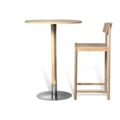 Mesa alta Rod Ø70 cm, Roble mate con acabado blanquecino*Mavis Clearance