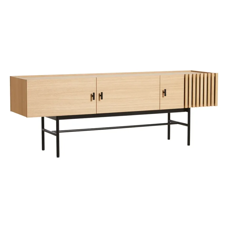 Mesa auxiliar Array baja, 150 cm, Roble pigmentado blanco*Woud Hot