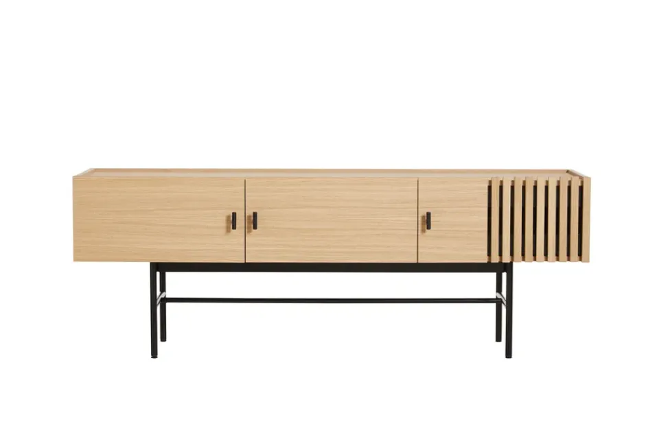Mesa auxiliar Array baja, 150 cm, Roble pigmentado blanco*Woud Hot