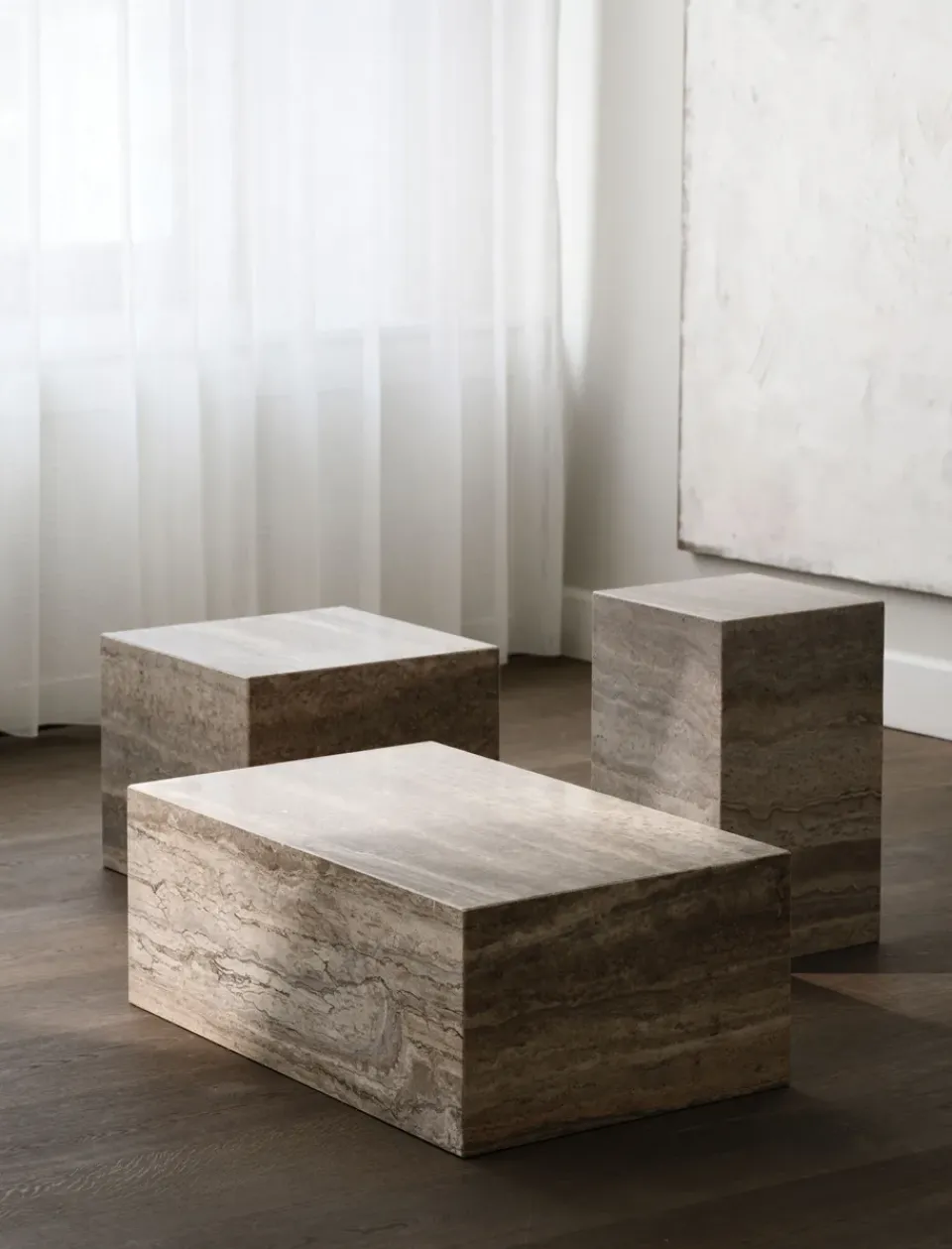 Mesa auxiliar Cubism, Tufo plateado, 30x30x50 cm*NORR11 Outlet